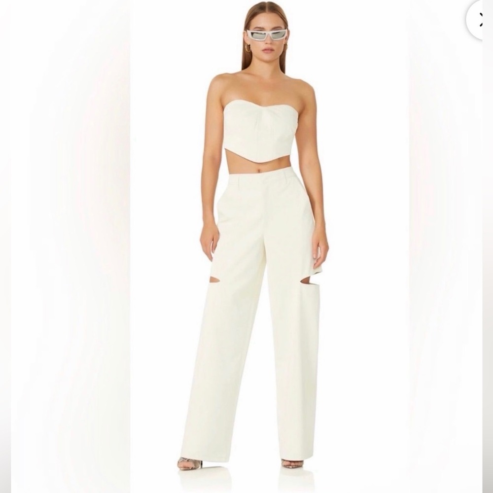 AFRM Off-White Wide Leg High-Rise Cutout Pants